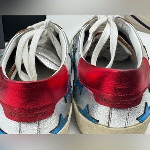 Men’s Saint Laurent Court Classic SL/06 Sneakers-blue star appliqués. Size 43.5