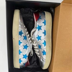 Men’s Saint Laurent Court Classic SL/06 Sneakers-blue star appliqués. Size 43.5