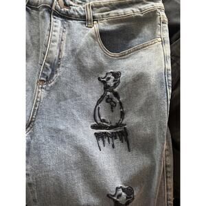 Men's C’est Bon Moneybag Graffiti Style Denim Jeans Size XL